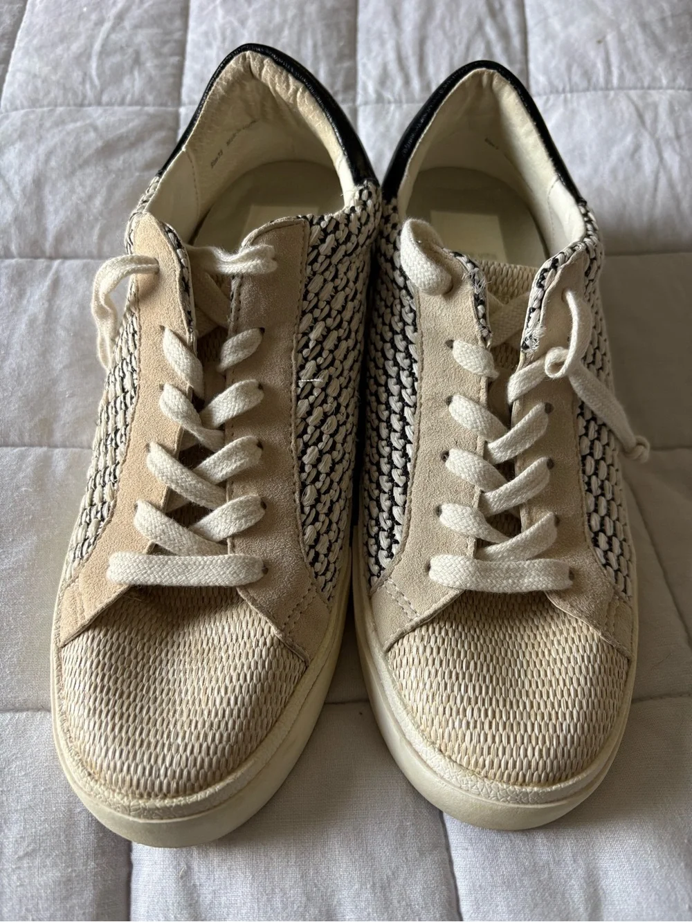 Dolce Vita Dolen Woven Platform Sneakers Black Ivory - Size 7.5